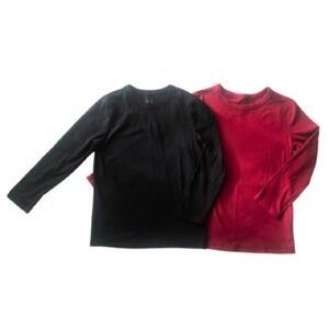Wonder Nation Kids Youth Medium 8 Black‎ Red Long Sleeve T Shirts 2 Pack